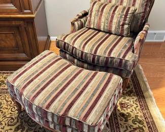 4900 Ethan Allen Chenille Stripe Armchair Ottomanmin