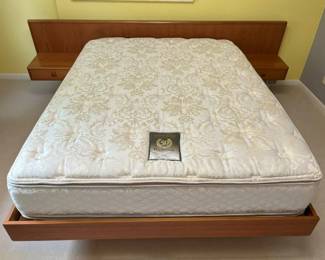 4900 MCM Teak Floating Storage Queen Bed Frame min