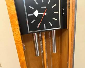 4900 George Nelson For Howard Miller Burl Wood Grandfather Clock Face Detailmin