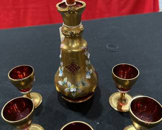 Murano Venetian Pprt Wine Set