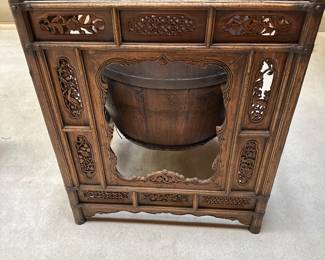 Vintage Reticulated Japanese Cabinet with Drum