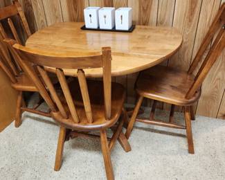 Small solid wood folding table with 3 matching chairs