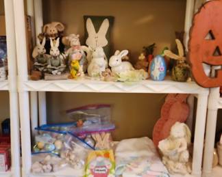 Easter decor, bunnies, egg tree, more eggs