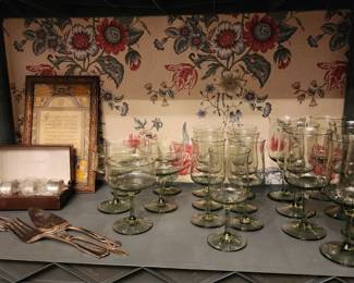 Stemware set, Silver plate serving pieces