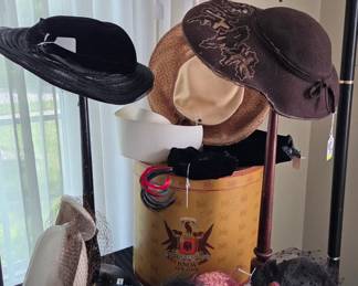 Awesome vintage hat collection, hat box