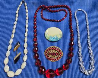 Mother of Pearl, bakelite, crystal jewelry