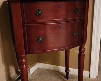 Locking solid wood side table with key