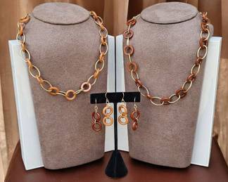 Vintage Oval Linked Necklaces With Matching Earrings
