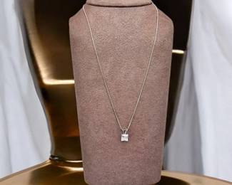 Sterling Silver JC Necklace With CZ Pendant Tested