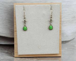 Sterling Silver Earrings With Green Stones Tested