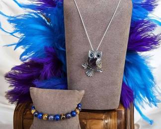 Lapis Lazuli Amethyst Tigers Eye Bracelet Amethyst Owl Necklace Tested