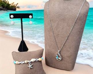 Seahorse Necklace Starfish Anklet Double Beaded Earrings