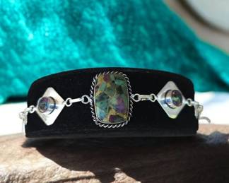 Copper Ruby Zoisite With Mystic Topaz Toggle Bracelet