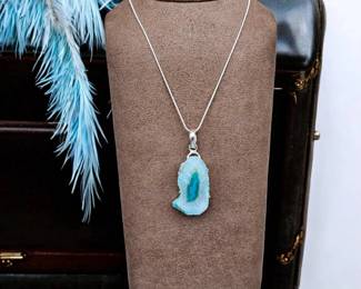 Blue Agate Geode Necklace