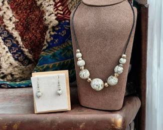 Tree Agate Matching Necklace Earring Set Tested