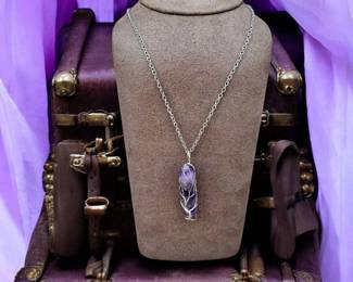 Amethyst Wire Wrapped Necklace Tested
