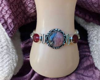 Rhodochrosite With Red Onyx Toggle Bracelet