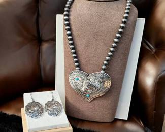 Equestrian Horse Necklace Matching Earrings