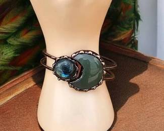 Fiery Labradorite Green Adventurine Cuff Bracelet Tested See Video