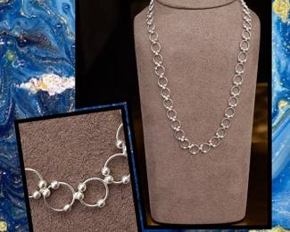 Sterling Silver Vintage Circle Link Necklace Tested