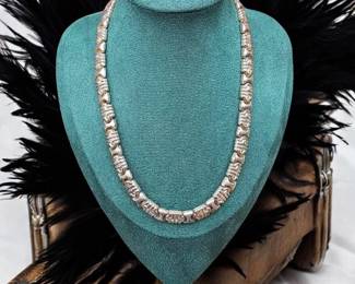 Sterling Silver Vintage Aztec Puzzle Orobase Necklace Tested