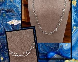 Sterling Silver Heart Link Necklace IJC Tested