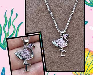 Cezanne Crystal Pink Flamingo Necklace