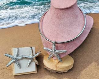 Starfish Necklace Matching Earrings