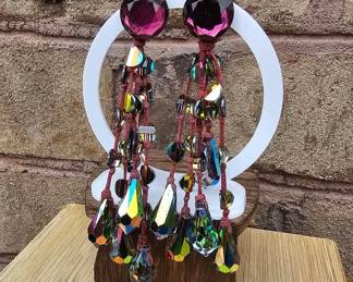 Vintage AB Crystal Glass Ling Drop Dangle Earrings