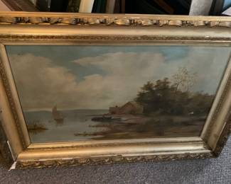 Painting-canvas is damaged and frame beat up