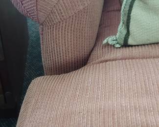 Pair of Pink Corduroy Upholstered Chaise Lounges