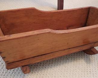 Antique Primitive Doll Cradle / Square Nails -