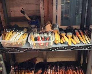 Hundreds of paint brushes