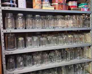 Lots of tins and canning jars