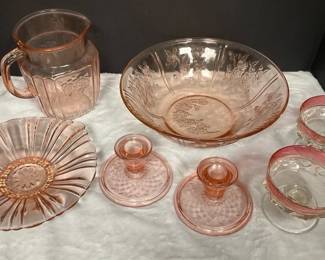 Vintage Pink Depression Glass Pieces