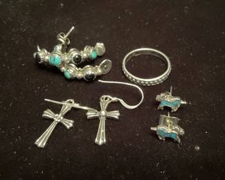 Turquoise Onyx Sterling Silver Jewelry Pieces