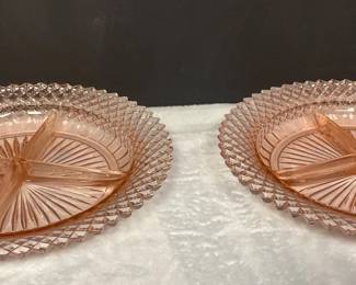 Vintage Pink Depression Glass Miss America Relish Dishes