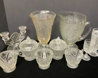 Vintage Jeanette Iris Herringbone Depression Glass