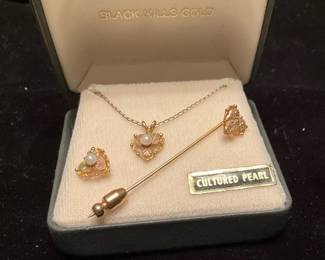 Black Hills Gold 12K Necklace, One Earring, Pin