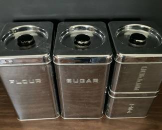 Vintage Beauty Ware Metal Canisters by Lincoln