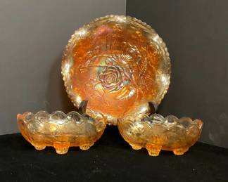 Amber Carnival Glass Lot