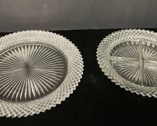 Vintage Clear Depression Glass Miss America Plate Relish Dish