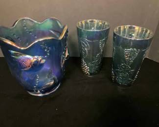 Fenton Atlantis Carnival Glass Vase Indiana Carnival Glasses
