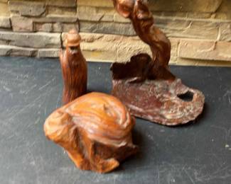 3 Wood Sculpture Pieces