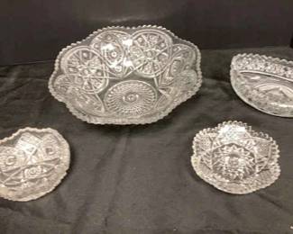 American Brilliant Period Lead Crystal Serving Dishes