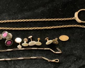 Pre 1922 F.F. Frenzy Cuff Links Mens Watch Chains