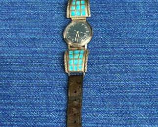 Mens Watch with Inlaid Turquoise Watch Band