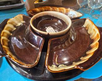 MCM Brown Drip Chip & Dip on Lazy Susan!