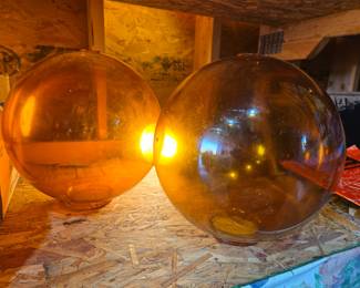 Large Amber Glass Globes...Beautiful!