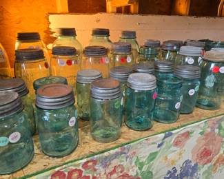 Many, many canning jars!